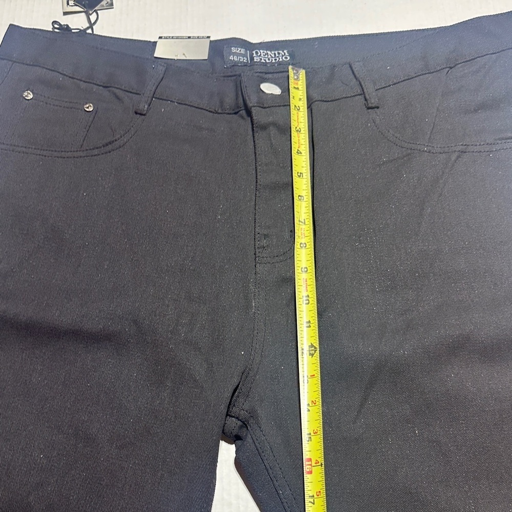 NWT Denim Studio dressy slim fit black pants with a slight shimmer 46/32 pockets - Picture 4 of 12